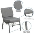thumbnail image 4 of BizChair 4 Pack 21''W Church Chair in Gray Fabric with Book Rack - Silver Vein Frame, 4 of 11