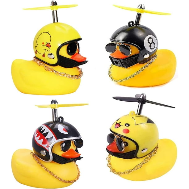 4 timbres de bicicleta con forma de pato, diseño de pato amarillo, bonitos timbres de goma para niños, accesorios decorativos para el interior del coche, bicicletas y motocicletas, regalo para niños.