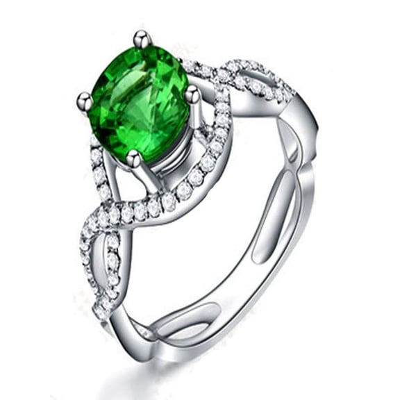 1.50 Carat Infinity Emerald and Diamond Halo Engagement Ring for Women in White Gold