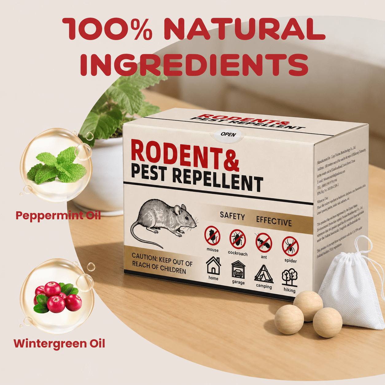 Rodent Repellent 36 Balls, Mouse Repellent Indoor for House, Car & Garage – Safe & Natural Peppermint Oil Moth Balls for Rodents, Rat & Mice Repellent for Home, Office, & Outdoors