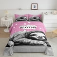 thumbnail image 2 of jejeloiu Kawaii Sloth Lovers Bedding Comforter Set,Zoo Animal Twin Comforter Sets,Pink Gray White Bedding Set For Girls,Ultra Soft Home Decor Reversible,2 Pieces, 2 of 8