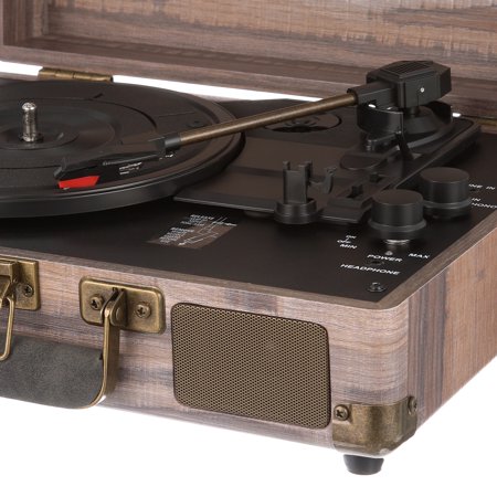Victrola Vintage 3-Speed Bluetooth Portable Suitcase Record Player with Bui