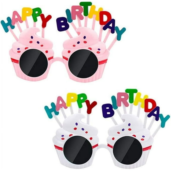 2 Pcs Happy Birthday Sunglasses Photo Props Funny Sunglass Sweet Cream Cake Glasses Costume Glasses Funny Novelty for Birthday Party Favors