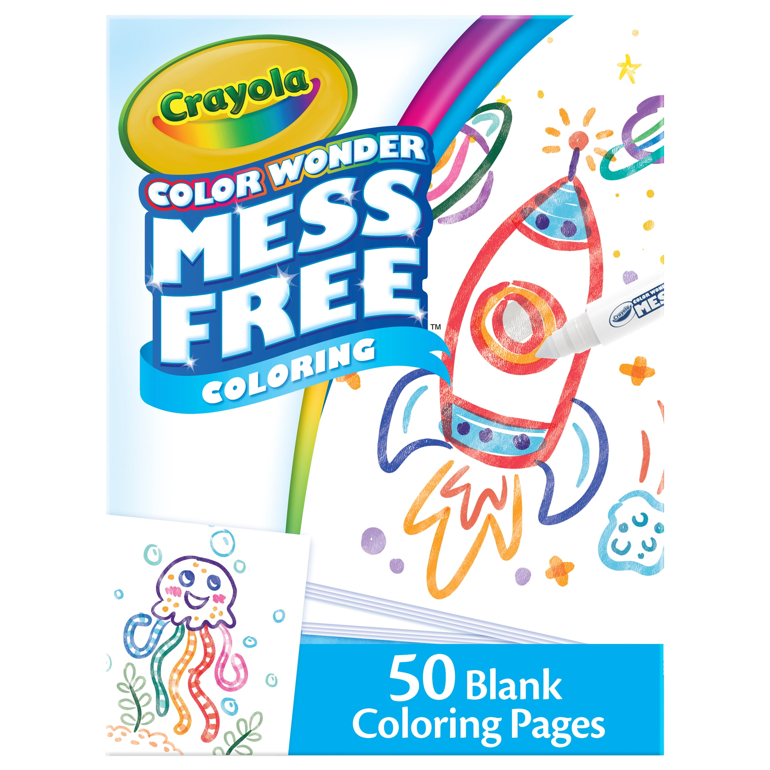 Crayola Color Wonder Mess Free Blank Coloring Pages, 50 Pgs, Toddler Coloring, Travel Activity, Creative Gifts, Ages 3+