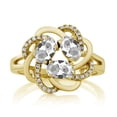 thumbnail image 2 of Gem Stone King 18K Yellow Gold Plated Silver White Topaz Ring for Women (1.87 Cttw, Oval 6X4MM, Gemstone November Birthstone, Available in Size 5, 6, 7, 8, 9), 2 of 4
