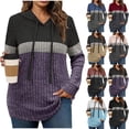thumbnail image 1 of Yuyuzo Hoodies for Women Casual Ribbed Knit V Neck Sweatshirts Long Sleeve Fall Warm Pullover Sweater Tops, 1 of 6