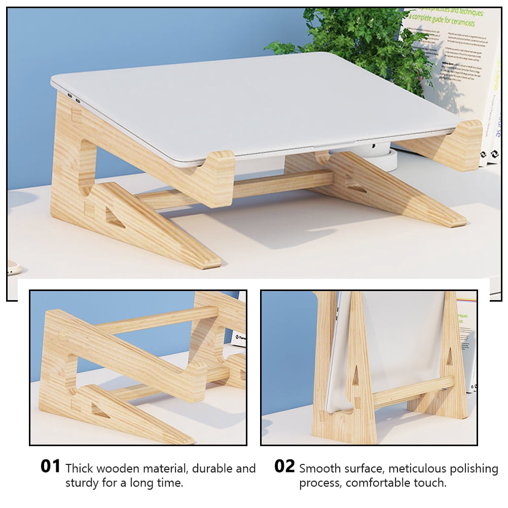 UPKOCH Adjustable Laptop Stand Device Organizer Khaki Wood 1Pc 8.25X10.41X4.72in