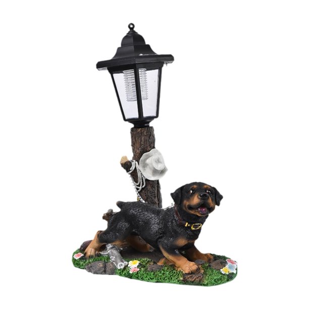 Estatua de perro figura con luces solares resina kusrkot
