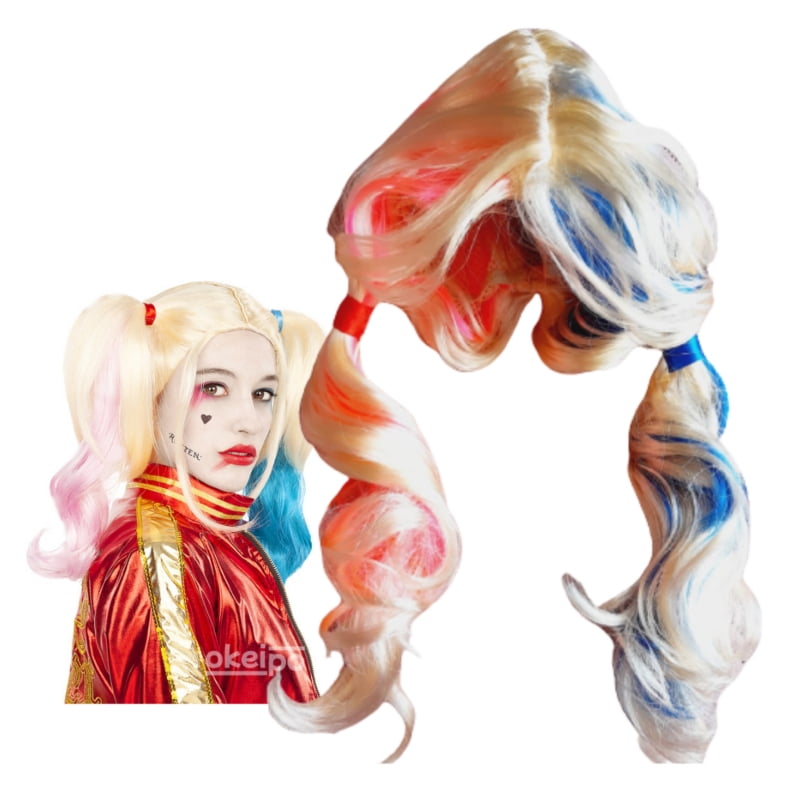 Set De Cosplay De Quinn Con Peluca, Collar, Pulsera Y Bastón Inflable, Ideal Para Halloween, Carnaval Y Fiestas De Disfraces