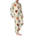thumbnail image 2 of Naloa Heart Polka Dot Men’s Pajamas Set - Long Sleeve Button Down Sleep Shirt and Pajama Bottoms Sleepwear Set-Large, 2 of 7
