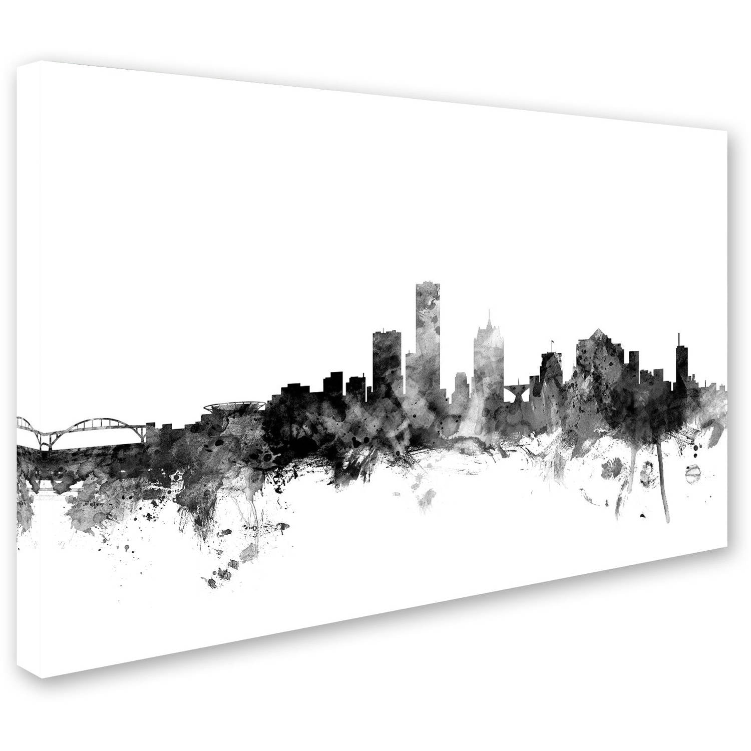 Trademark Fine Art "Milwaukee WI Skyline B&W" Canvas Art by Michael Tompsett