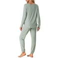 thumbnail image 3 of Conjunto de lounge para mujeres INSPIRE CHIC, sudadera con jogger, manga larga, cuello redondo, pijama de punto, traje de entrenamiento M gris, 3 of 5