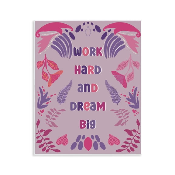 Stupell Industries Work Hard Dream Big Quotes and Sayings Painting Unframed Art Print Wall Art, 11 x 14