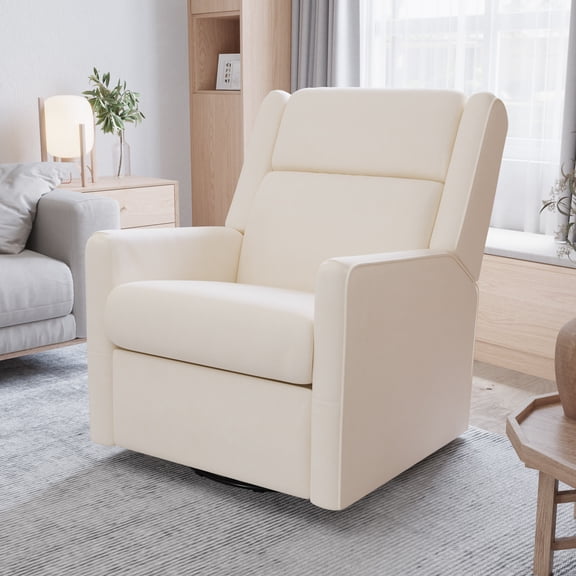 Merrick Lane 3-in-1 Traditional Manual Recliner Rocker Swivel Glider Chair in Cream