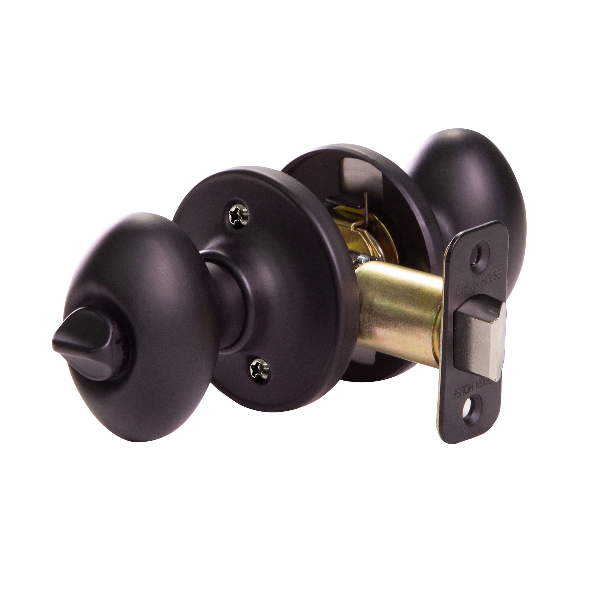 Design House Egg Privacy Bed and Bath Door Knob, Matte Black