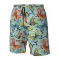 thumbnail image 6 of Uemuo Retro Flying Butterflies Pattern Men's Swim Trunks Hawaiian Beach Bathing Suit Swimsuits Beach Quick-Dry Shorts with Pockets-Large, 6 of 9