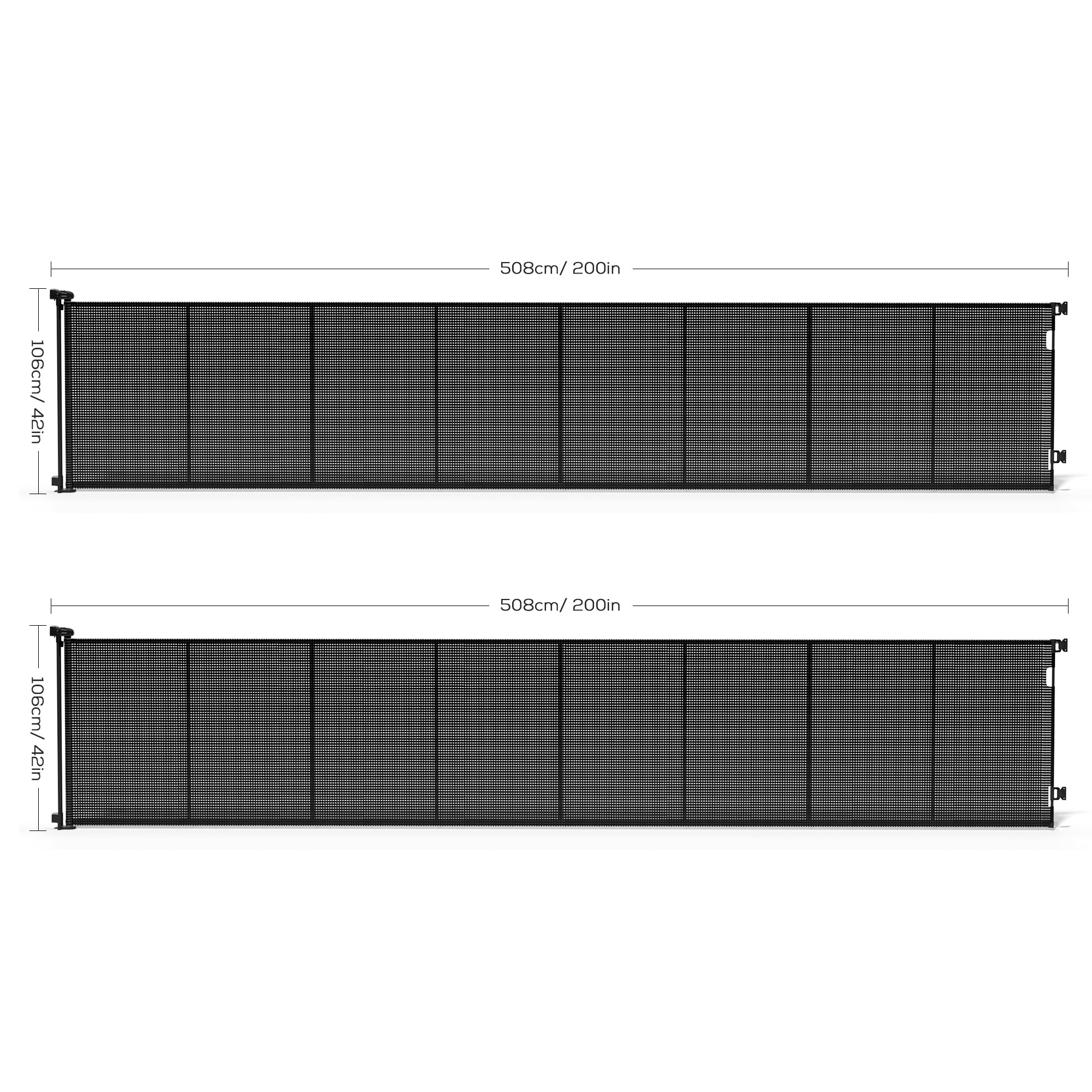 TULILLO Retractable Baby Gate 200" Extra Wide, 42in Tall, Double Lock, Retractable Dog Gate for Doorways Stairs Hallways Indoor and Outdoor, Black