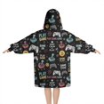 thumbnail image 2 of Colorful Games Symbol Black Pattern Blanket Hoodies for Kids 6-13YR Oversize Wearable Blanket Hoodies for Boys Girls Teens, 2 of 7