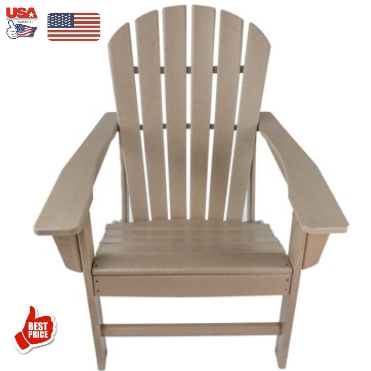 Folding Adirondack Chair Patio Chair Lawn Chair Outdoor 350 lbs Capacity Load Adirondack Chairs Weather Resistant for Patio Deck Garden 33.07*31.1*36.4" HDPE Resin Wood,Brown - image 2 of 8