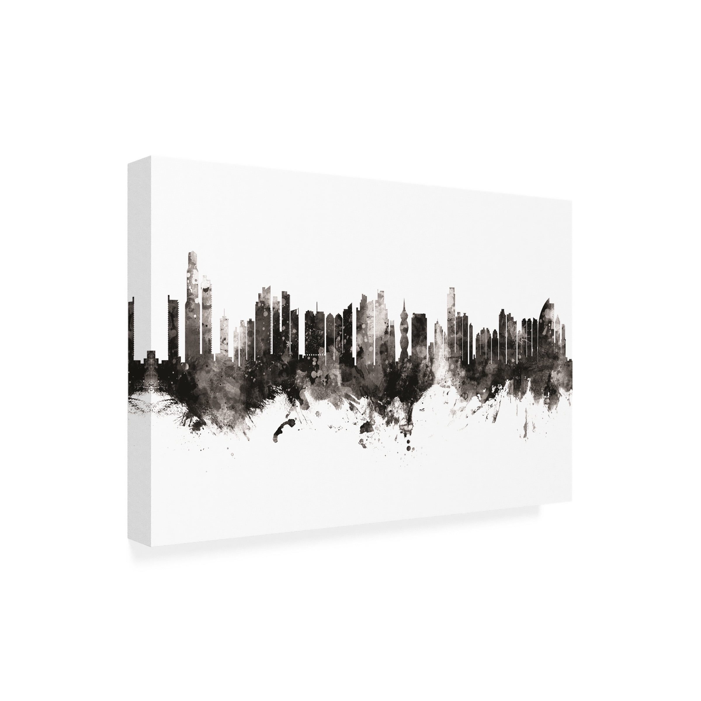 Michael Tompsett 'Panama City Skyline Black White' Canvas Art