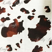 Brown White Poly Cotton Cow Print 60 Inch Fabric By the Yard