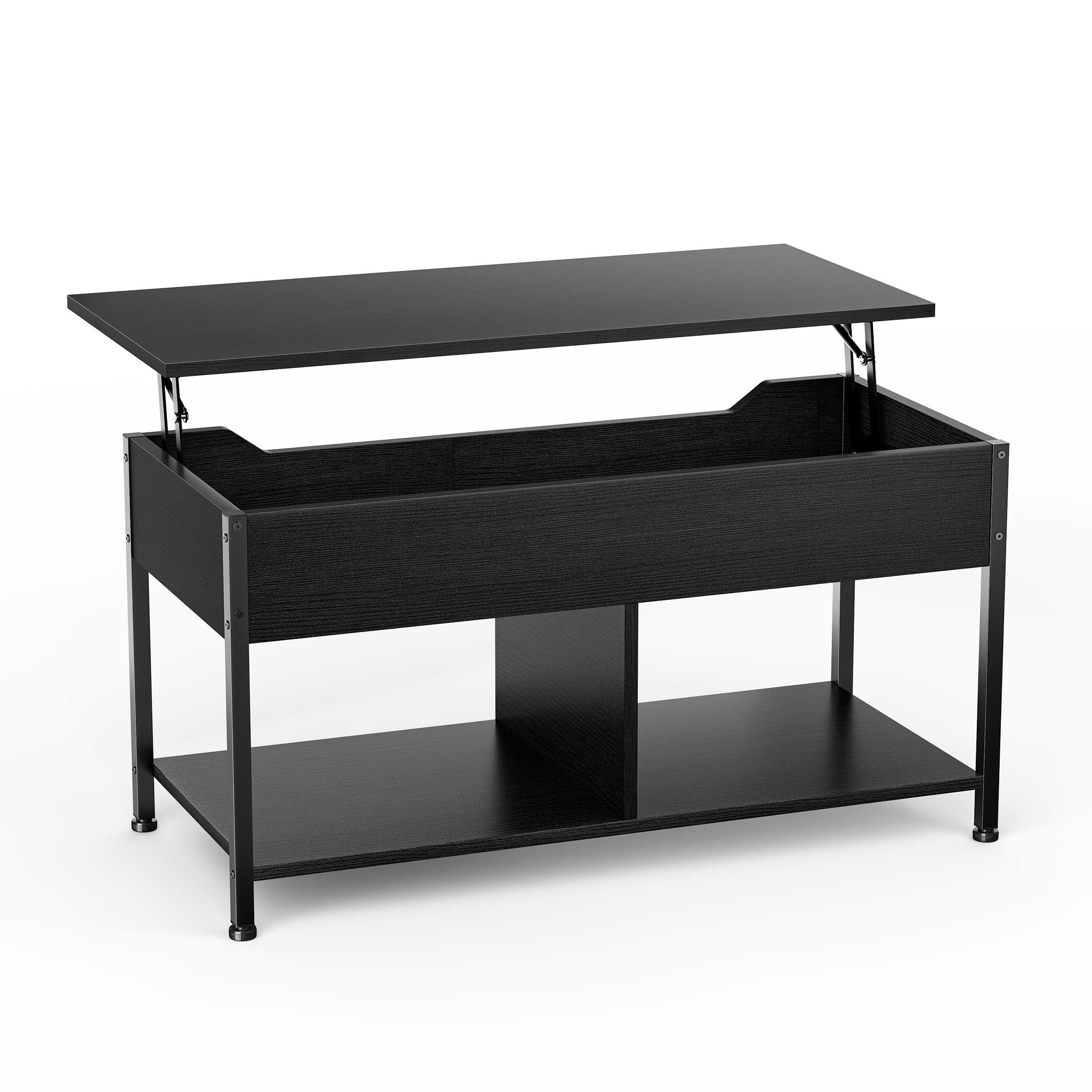 EDX Lift-Top Coffee Table , Adjustable Height Convertible Center Table with Storage, for Living Room, Black