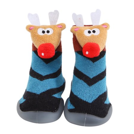 

cngelg Kids Toddler Baby Boys Girls Cartoon Warm Knit Soft Sole Rubber Shoes Socks Slipper Stocking Big Slippers Kid House Shoes Summer Slippers for Boys