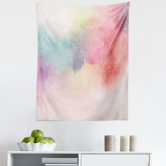 Colorful Tapestry, Abstract Dreamy Fantasy Themed Watercolor Digital Painting Art Romantic Design, Fabric Wall Hanging Decor for Bedroom Living Room Dorm, 5 Sizes, Multicolor, by Ambesonne