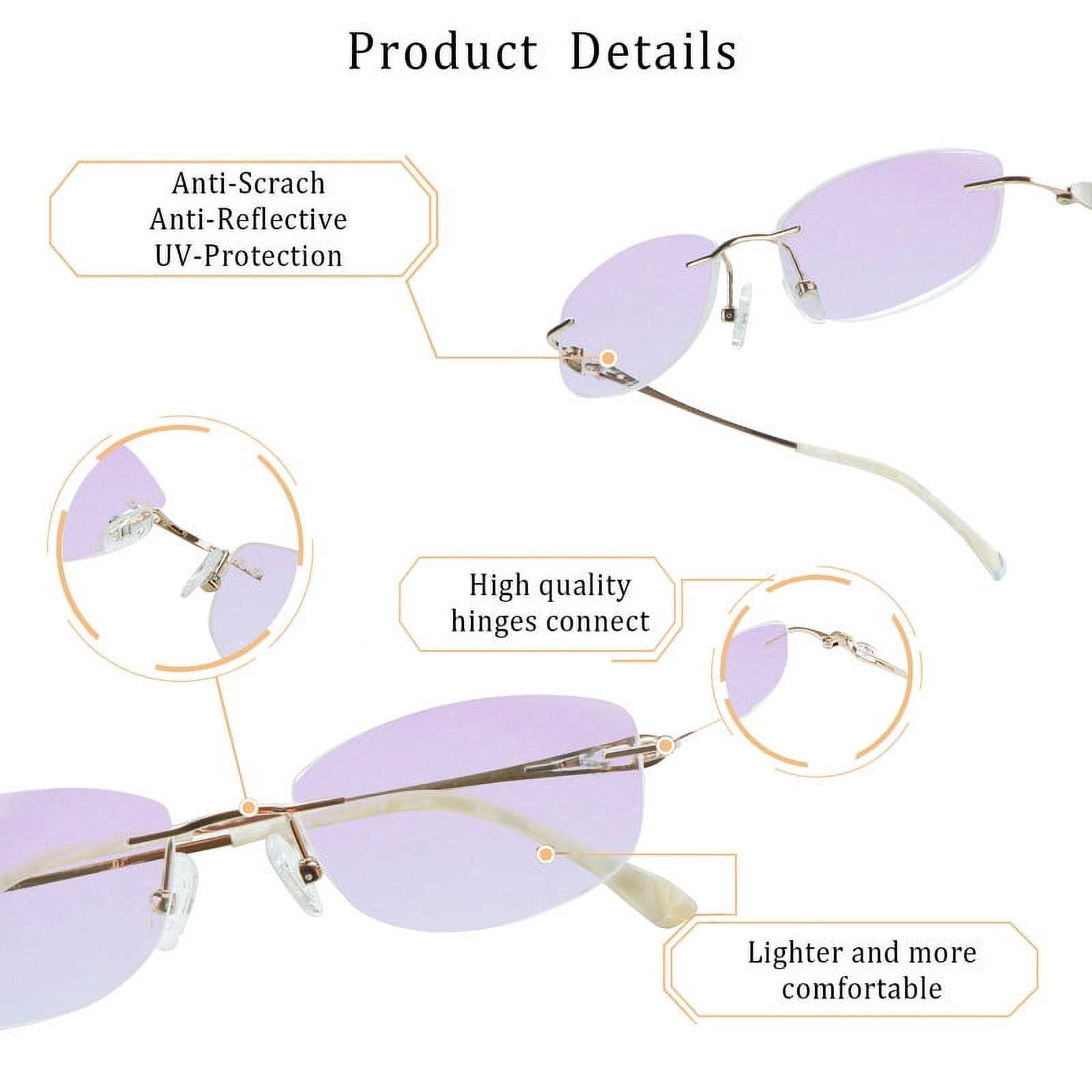 LifeArt Pure Titanium Frame Glasses/Blue Light Blocking Reading Glasses, Reduce Eyestrain, Stylish for Women(Champagne,+3.00 Magnification)