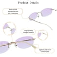 thumbnail image 2 of LifeArt Pure Titanium Frame Glasses/Blue Light Blocking Reading Glasses, Reduce Eyestrain, Stylish for Women(Champagne,No Magnification), 2 of 5
