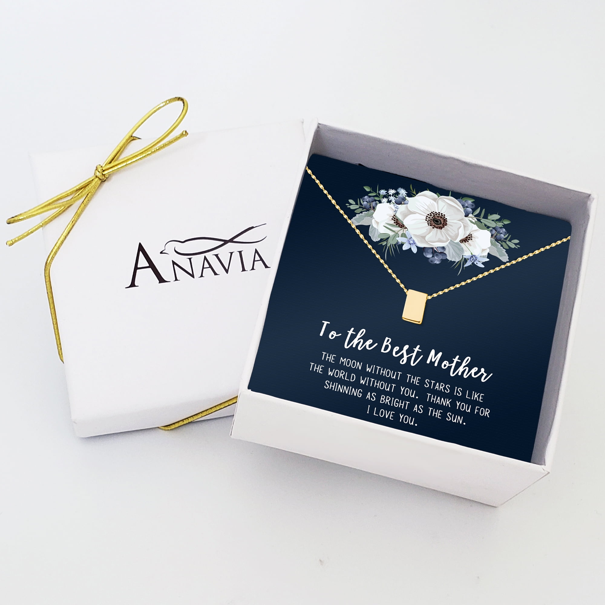 To The Best Mother Mother's Day Gift, Gift for Her, Gift for Her, Mother's Day Jewelry with Card, Card and Necklace Set for Mother's Day, Gift for Mom [Gold Cube, No-Personalized Card]