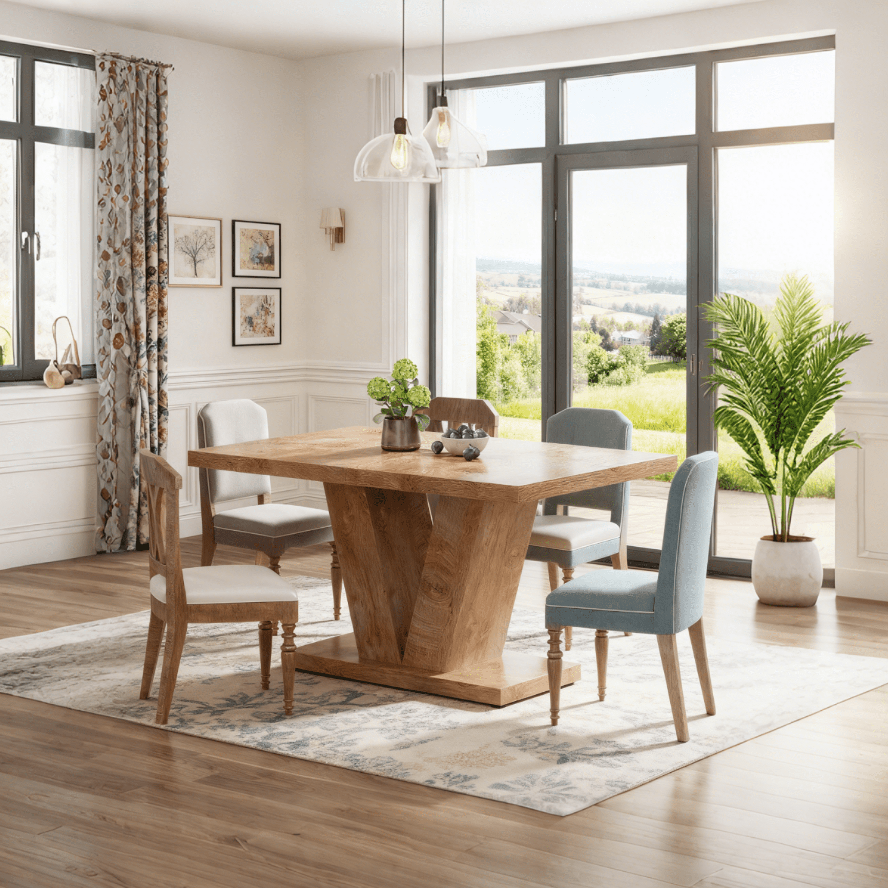 Fnova 47.24" Rectangular Farmhouse Dining Table, Wood Coffee Table for 4 People, Modern Kitchen Table for Dining Room, Light Brown (Chairs Not Included)