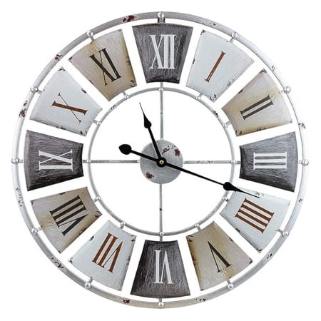 Large Wall Clock 24 Inch, Vintage Industrial Farmhouse Decor, Oversized Analog Clock for Living Room, Rustic Modern Style, Battery Operated