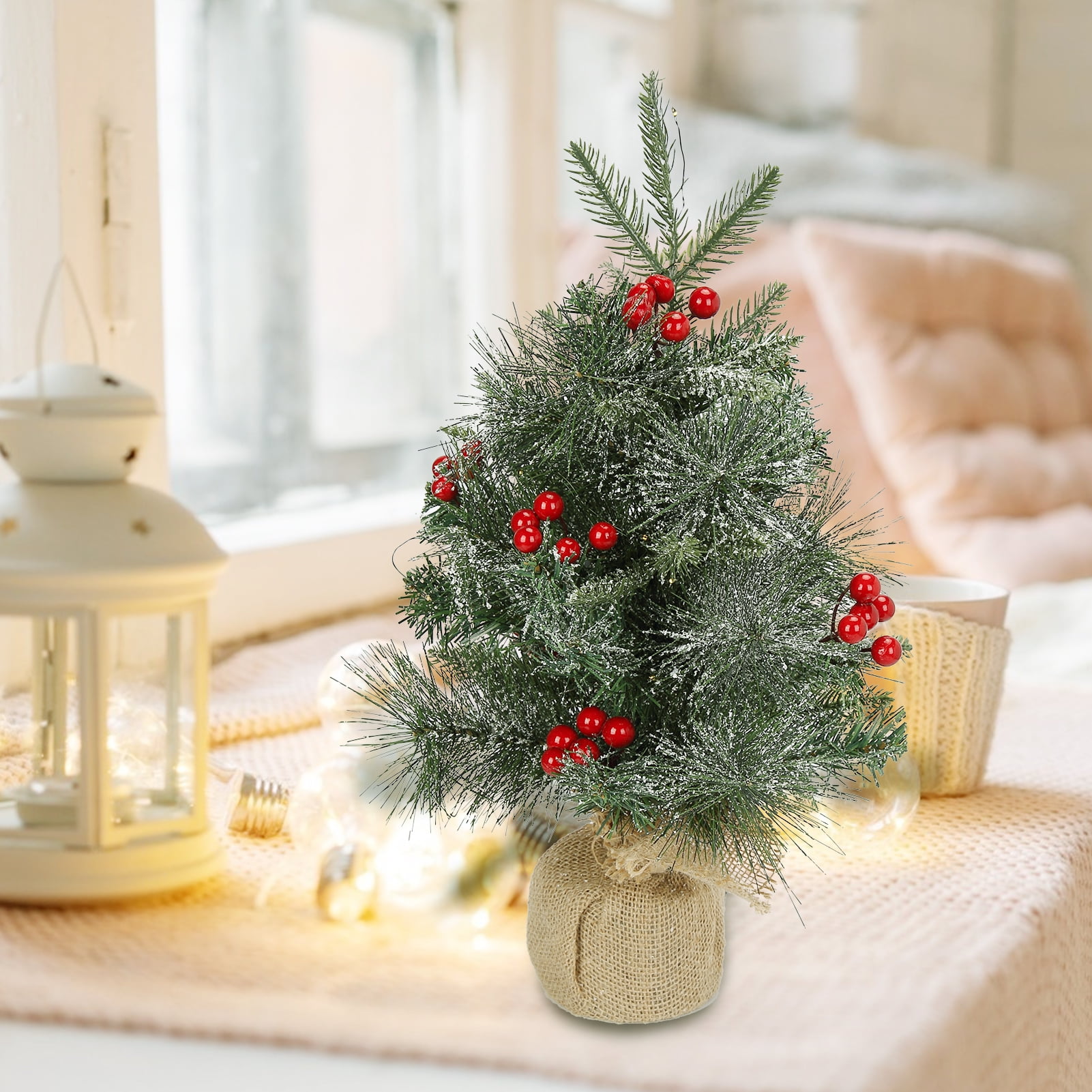 18-inch Miniature Pine Artificial Trees in Red Sack – ChristmasCottage