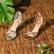 thumbnail image 2 of Sandalias de tacón transparente con purpurina Allegra K plateadas EE. UU. 9, 2 of 5