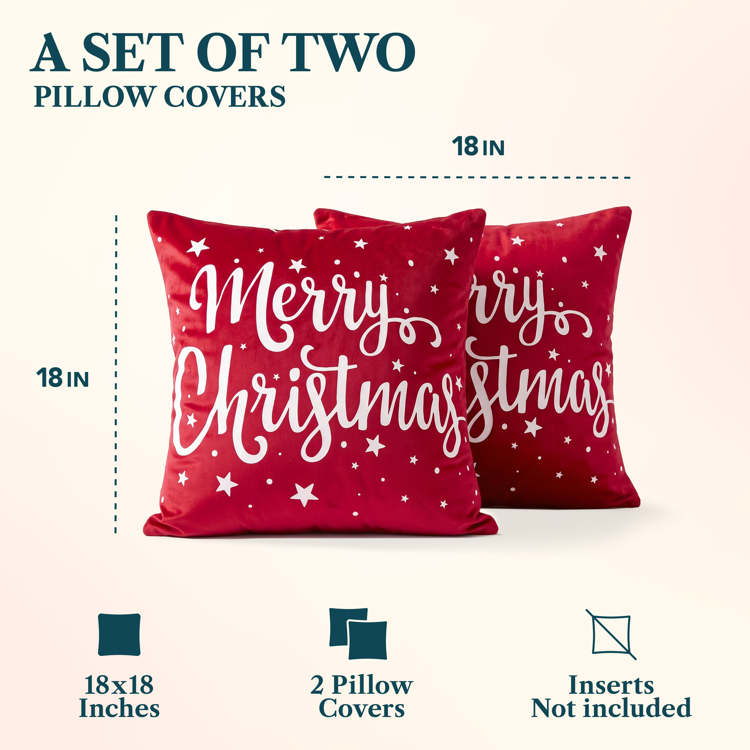 Pavilia Christmas Red Velvet Throw Pillow Covers Set Of 2 photo 2