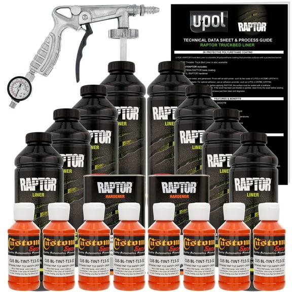 Raptor Safety Orange Urethane Spray-On Truck Bed Liner Spray Gun, 8 Liters