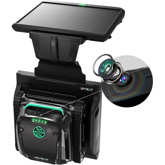 WYBOT S2 Solar Vision Robotic Pool Vacuum Cleaner for Inground Pools, Solar Powered Charging, AI Vision, Enhanced Scheduled Cleaning, Area Cleaning, Auto Return & Charge, 3D Adsorption System, Black