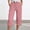 Pink, variant on Qulqfy Capris Pants for Women Wide Leg Green Casual Cotton Linen Beach Vacation Capris High Waisted Summer Pants with Pockets Loose Pants for Women L