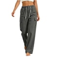 thumbnail image 2 of SeekIslan Womens Corduroy Cargo Pants Drawstring Waist Baggy Fit with Pockets for Casual Lounge Wear, 2 of 7