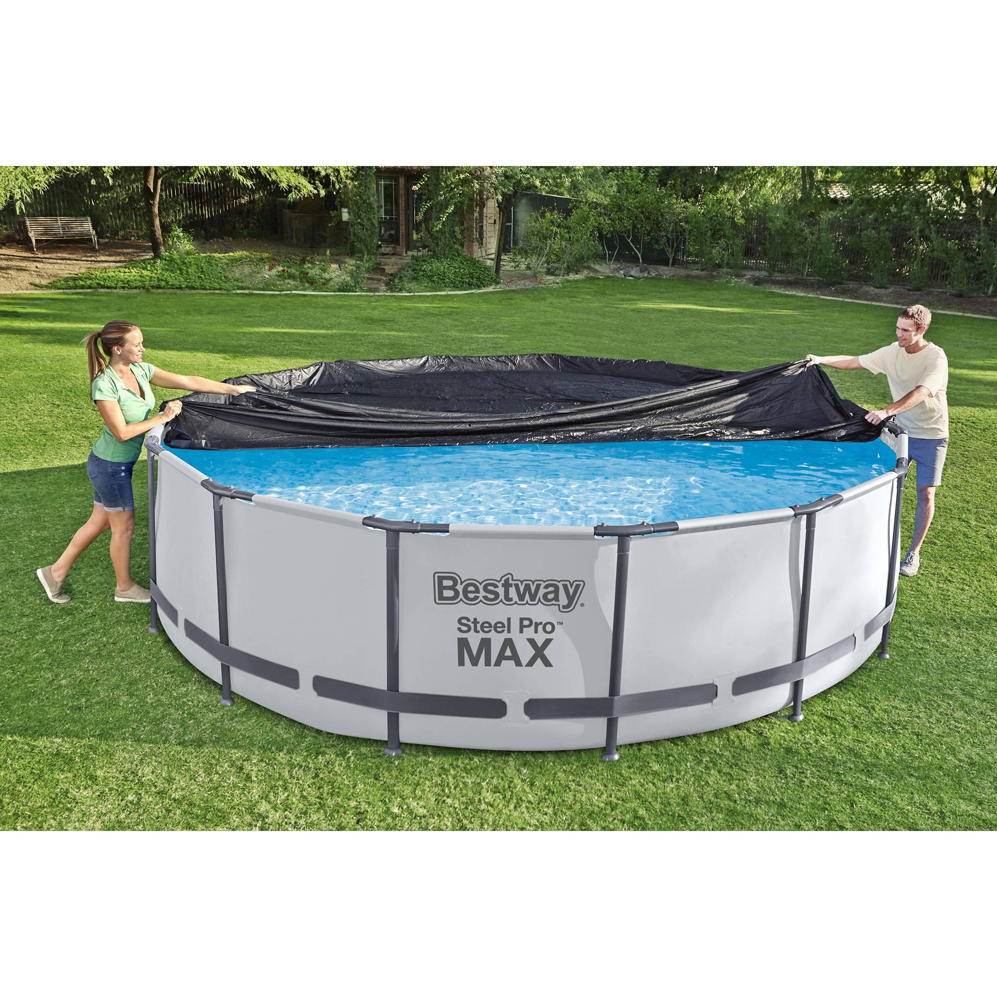 Bestway Flowclear Durable Pool Cover, Black, 12'