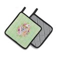 thumbnail image 2 of Shiba Inu Green Flowers Pair of Pot Holders, 2 of 4