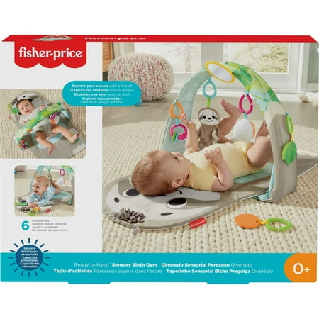 Fisher-Price Ready To Hang Sensory Sloth Baby Gym with 6 Moveable Toys for Newborns