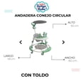 thumbnail image 5 of Andadera Para Bebé Babytek Conejito Llanta Gel Toldo Verde, 5 of 5