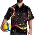 thumbnail image 4 of Note Men's Short Sleeve Shirts with Spread Collar Tops, Casual Printed Poplin Shirt, Button Down Short Summer Beach Shirts - Unisex, 4 of 6