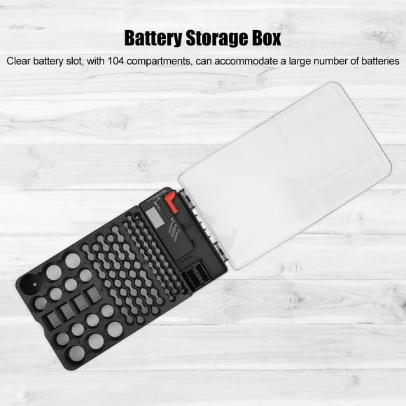 Battery Storage Box, Battery Case Anti - Collision Thick Large Capacity With Indicator Light For Battery Organizer