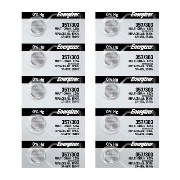 Energizer 357/303 (SR44W, SR44SW, EPX76) Silver Oxide Watch Battery (10 Pack)