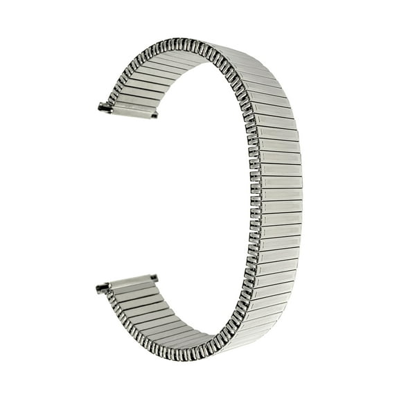 Bandini Silver Tone Mens 19mm Stainless Steel Stretch Metal Replacement Expansion Watch Band, Metal Stretch Strap - Compatible with Traditional and Smart Watches