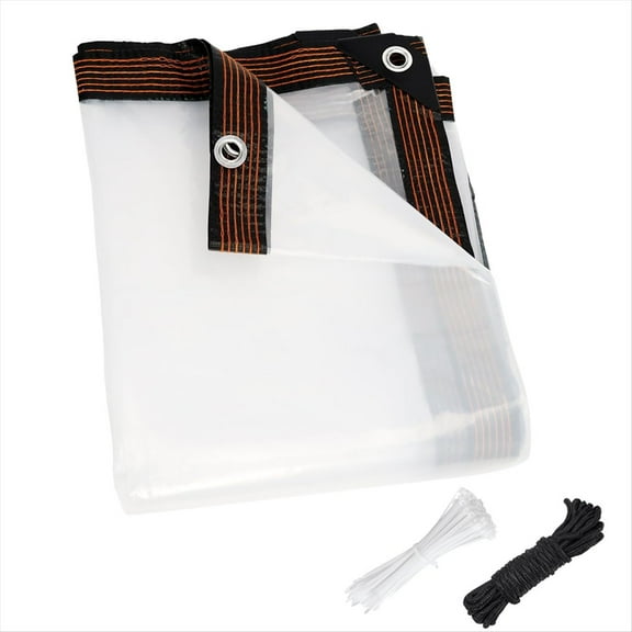 6.6x13 FT Clear Heavy Duty Waterproof Vinyl Tarp Outdoor Rain Cover with Grommets
