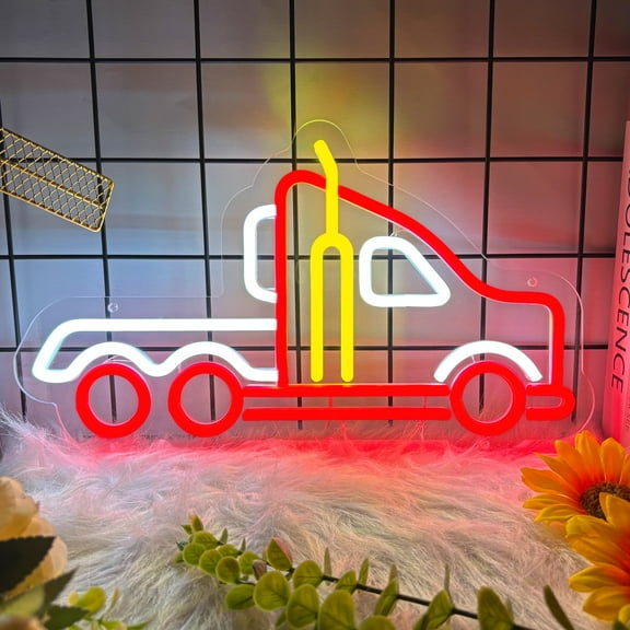 Truck Neon Sign for Wall Decor, Truck Simulator Led Signs, Dimmable Neon Light Sign for Bedroom, Game Room, Living Room, Bar Decoration, USB Powered Light Up Signs for Man Cave
